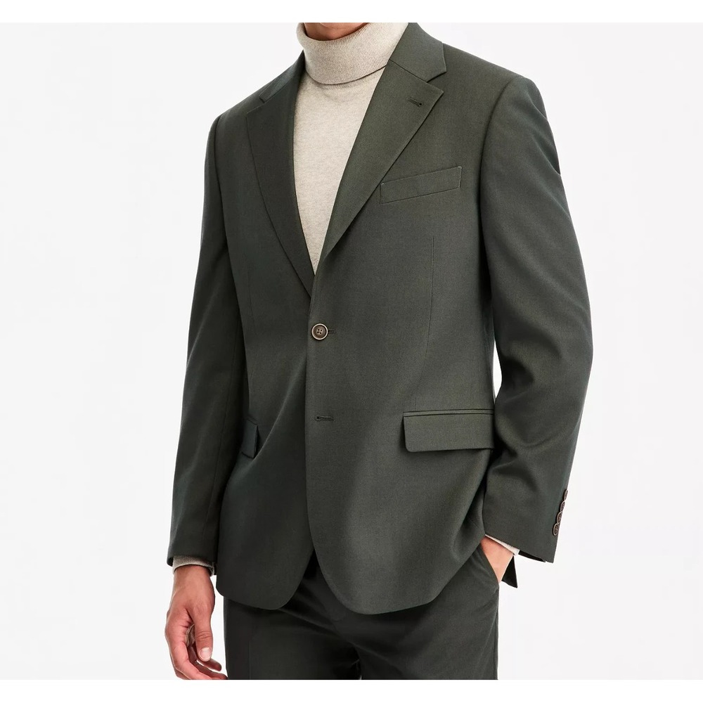 $395 Nautica Men's 44L 38W x 33 Modern-Fit Stretch Fall 2-Piece Suit Olive Green